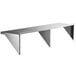 A long rectangular Regency stainless steel wall shelf with two angles.