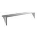 A stainless steel solid wall shelf with angled supports.