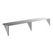A stainless steel solid wall shelf with three support brackets.
