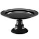 A black Elite Global Solutions cake stand with a round base.