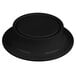 A black plate on a round black pedestal.