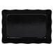 A black rectangular melamine tray with scalloped edges.
