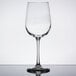 A close-up of a clear Libbey Vina tall wine glass.