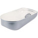 A silver Avantco 40 quart tub cover with a drain.
