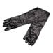 A pair of long black PVC gloves with cotton lining.