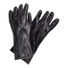 A pair of black PVC gloves with cotton lining, designed for industrial or kitchen use.