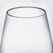 A close-up of a clear Fineline stemless wine goblet.