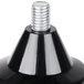 A black metal cone with a screw on a black base.