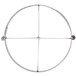 A metal circle with four sections and lines.