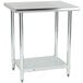 Steelton 24 inch x 30 inch 18 Gauge 430 Stainless Steel Work Table with Undershelf