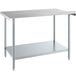 A Steelton stainless steel work table with undershelf.