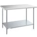 A Steelton stainless steel work table with undershelf.