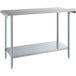 A Steelton stainless steel work table with undershelf.