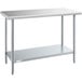 A Steelton stainless steel work table with undershelf.