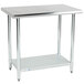 Steelton 24 inch x 36 inch 18 Gauge 430 Stainless Steel Work Table with Undershelf