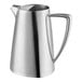 A Vollrath stainless steel water pitcher with a handle.