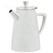 A white Vollrath Triennium stainless steel coffee pot with a lid.