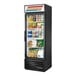 A black True refrigerated merchandiser with shelves full of food.