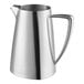 A Vollrath stainless steel water pitcher with a handle.