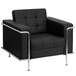 A Flash Furniture black leather chair with chrome legs.