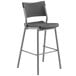 A black and silver National Public Seating Cafe Time bar stool with metal legs.