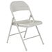 A gray metal National Public Seating Commercialine folding chair.