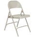A gray National Public Seating metal folding chair.