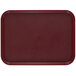 A dark cranberry rectangular Cambro tray with a non-skid surface.