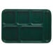 A green rectangular tray with six compartments.
