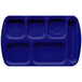 GET TR-151 Navy Blue Melamine 10 inch x 15 1/2 inch Right Hand 6 Compartment Tray - 12/Pack