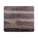 An Elite Global Solutions faux hickory wood serving board with double ramekin compartments.