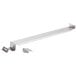 A white metal bar with a metal piece.