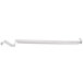 A white rectangular metal object with a long curved handle.