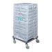A translucent vinyl dust cover designed to fit over glass racks on a cart.