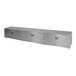 A stainless steel cabinet with hinged doors and a midshelf.