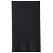 A black rectangular paper napkin with a white border.