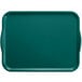 A teal Cambro rectangular cafeteria tray with handles.