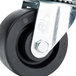 A Beverage-Air plate caster with a black rubber and metal wheel.