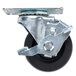A Beverage-Air plate caster with a black and metal wheel.