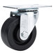 A close-up of a Beverage-Air plate caster wheel with a black and silver wheel.
