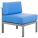 A gray BFM Seating aluminum chair with a cushion.