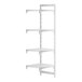 A white Cambro Camshelving Premium add on unit with four shelves.