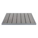 A soft gray square synthetic teak table top on a table.