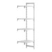 A white plastic Cambro Camshelving® add on unit with 4 shelves.