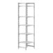 A white plastic Cambro Camshelving Premium unit with 5 vented shelves.