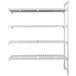 A white metal Camshelving® Premium add on unit with four shelves.