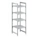 A white plastic Cambro Camshelving® Premium unit with four shelves.