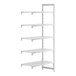 A white plastic Cambro Camshelving® Premium add on unit with shelves.
