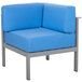 A BFM Seating Belmar aluminum cushion armchair with right armrest in soft gray.