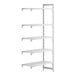 A white plastic Cambro Camshelving® add on unit with four shelves.